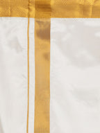 Sethukrishna Men Cream-Colored & Golden Solid Veshti | Grocsy