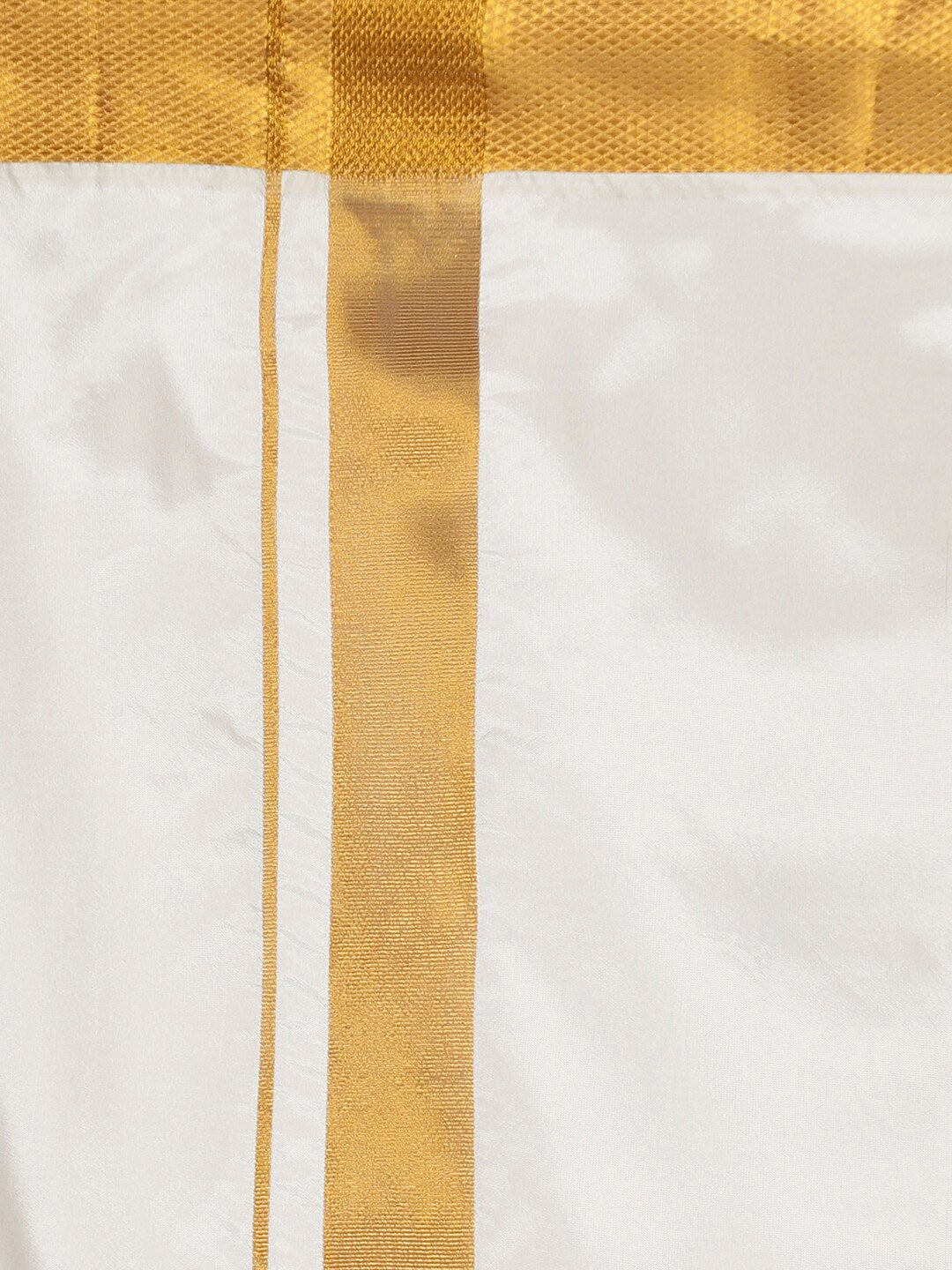 Sethukrishna Men Cream-Colored & Golden Solid Veshti | Grocsy