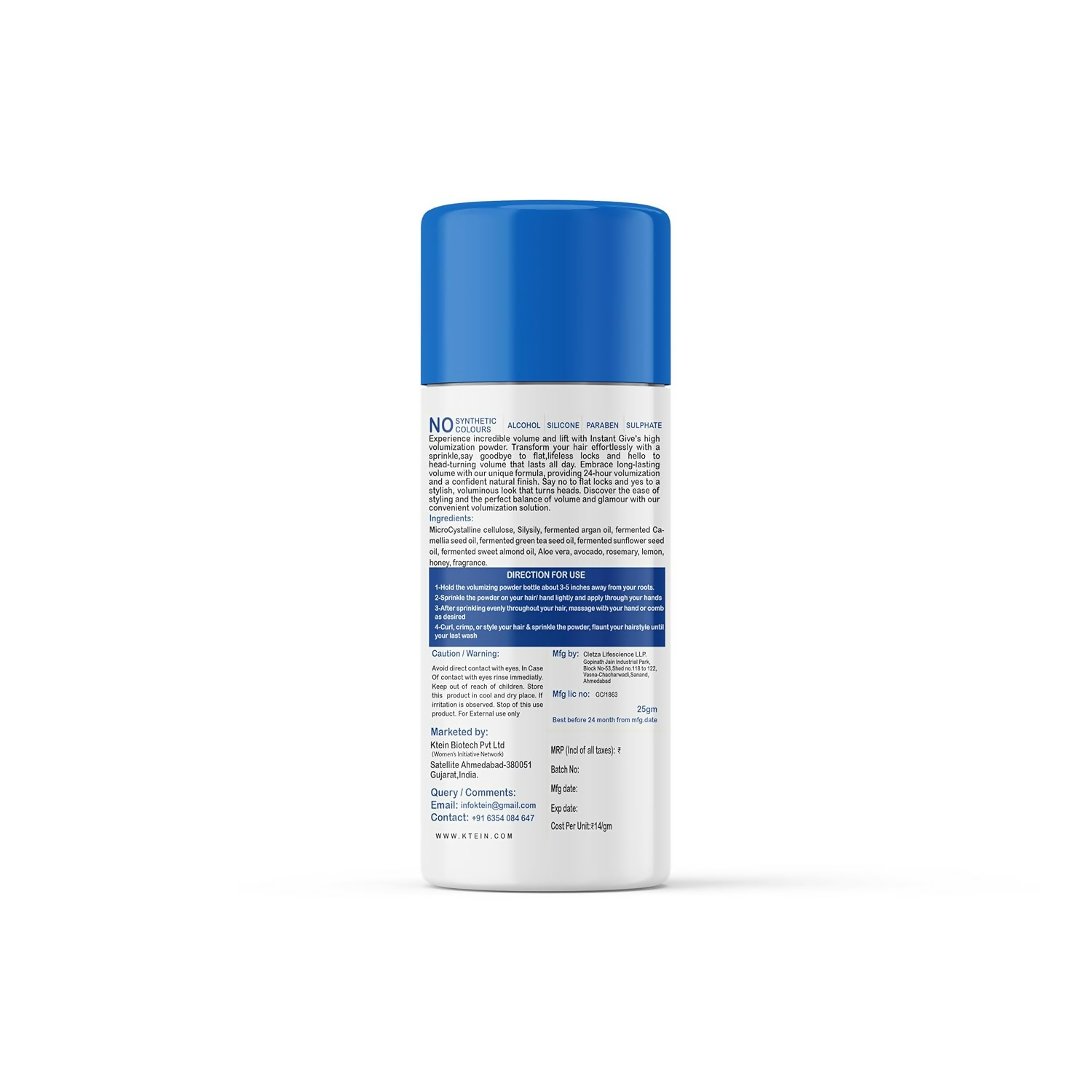 Ktein Natural 100% Plant Based Volumizing &Texturing Hair Detox Dry Shampoo Powder | Grocsy