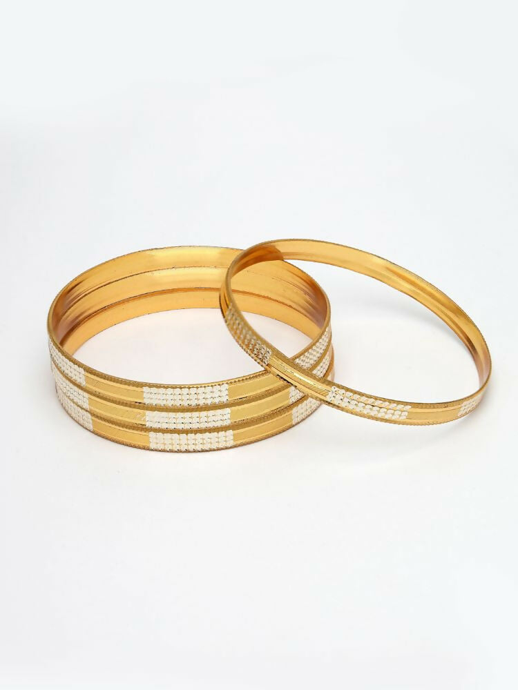 NVR Women Set of 4 Gold Plated CZ Toned Bangle | Grocsy