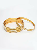 NVR Women Set of 4 Gold Plated CZ Toned Bangle | Grocsy