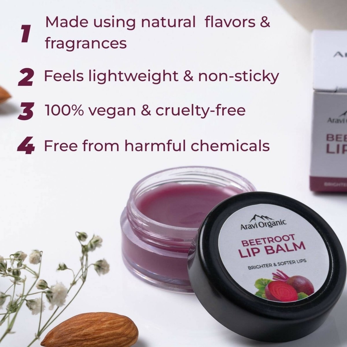 Aravi Organic Beetroot Lip Balm | Grocsy