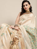 Saree Mall Saree Mall Rich Beige and Gold Silk Blend Saree | Grocsy