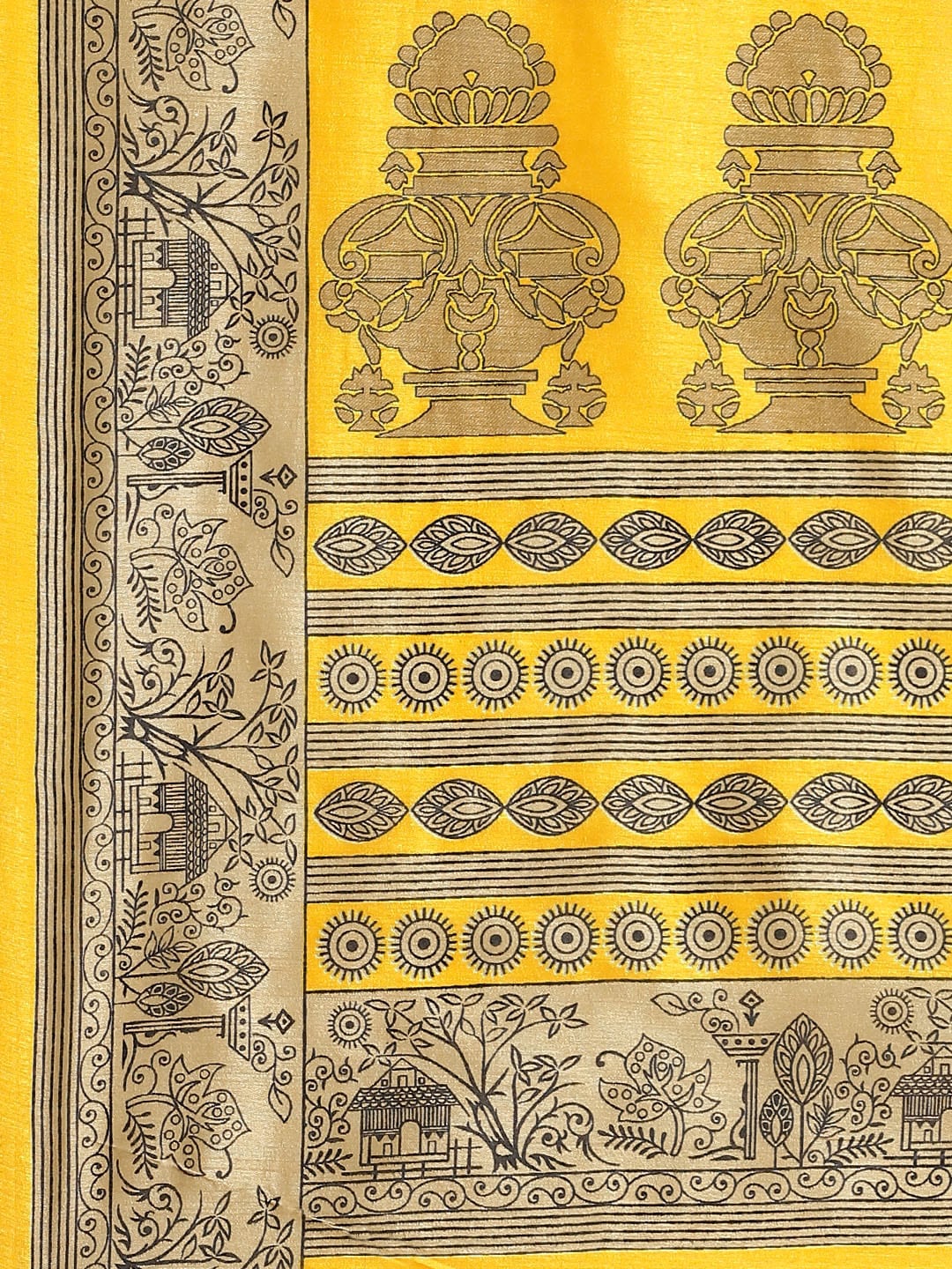Saree Mall Yellow & Beige Printed Saree | Grocsy