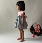 ArthLife Peach And Grey Unicorn Embroidered Dress | Grocsy