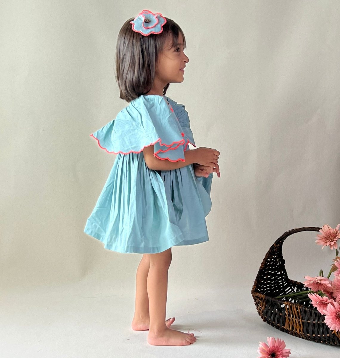 ArthLife Pale Blue Neon Embroidered Dress | Grocsy