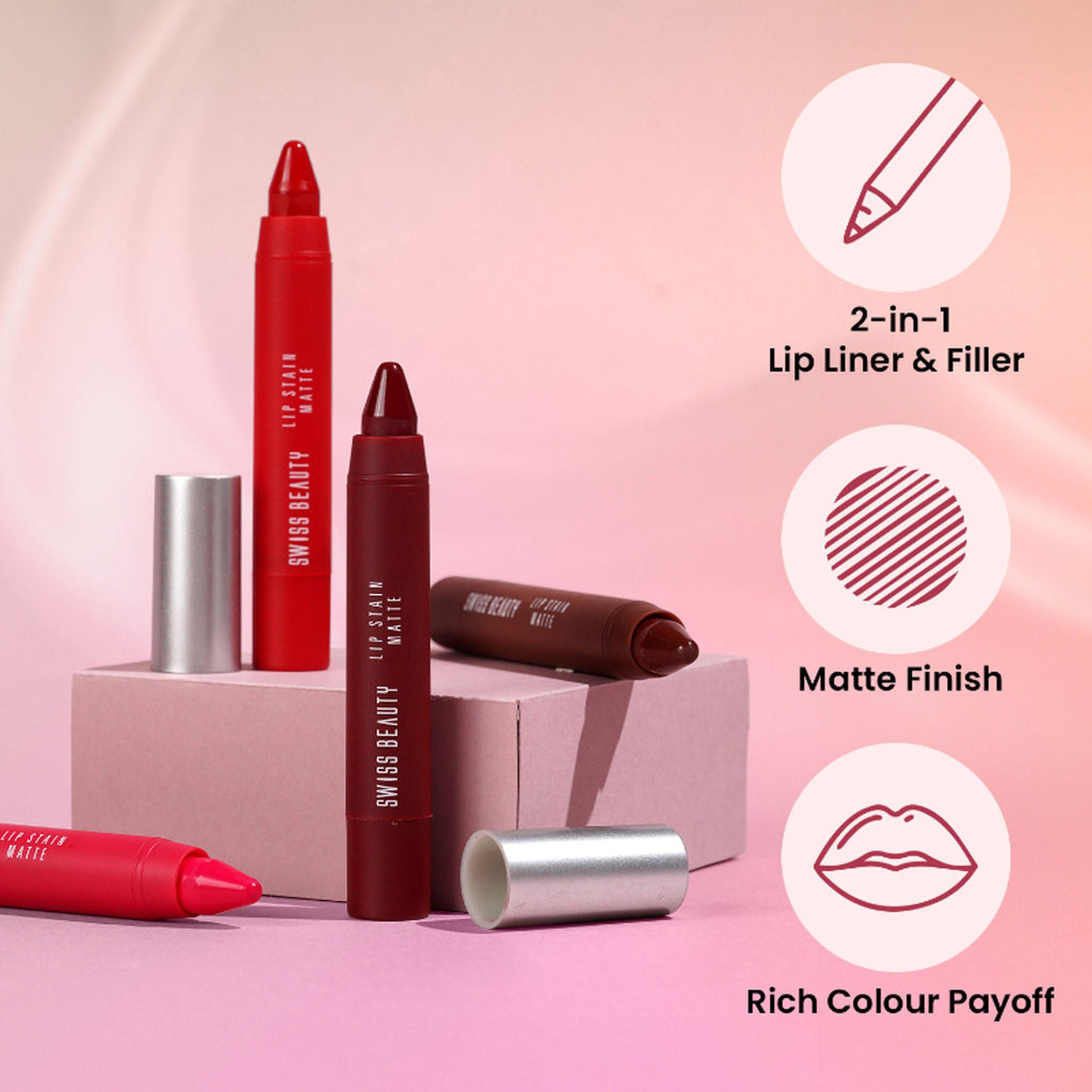 Swiss Beauty Lip Stain Matte Lipstick - 203 Hazlenut | Grocsy