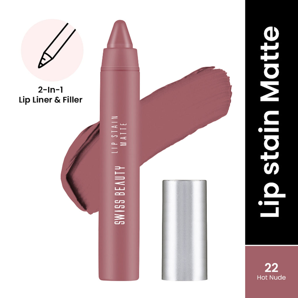 Swiss Beauty Lip Stain Matte Lipstick - 222 Hot Nude | Grocsy