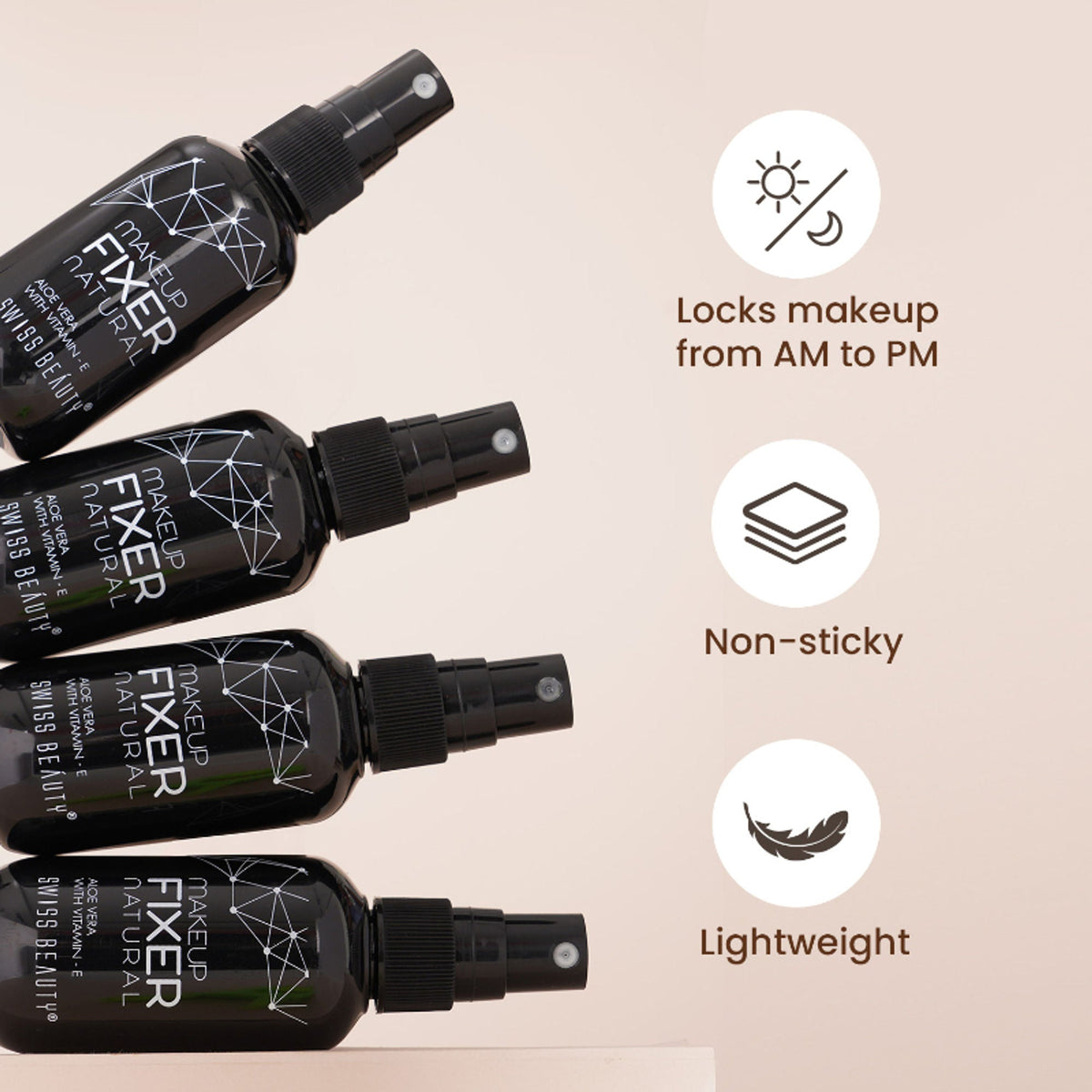 Swiss Beauty Long Lasting Professional Makeup Fixer Setting Spray With Vitamin E & Aloe Vera | Grocsy