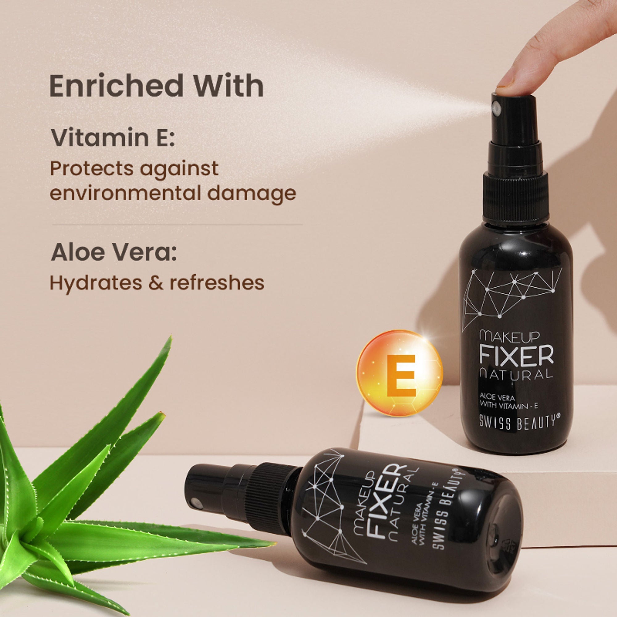 Swiss Beauty Long Lasting Professional Makeup Fixer Setting Spray With Vitamin E & Aloe Vera | Grocsy