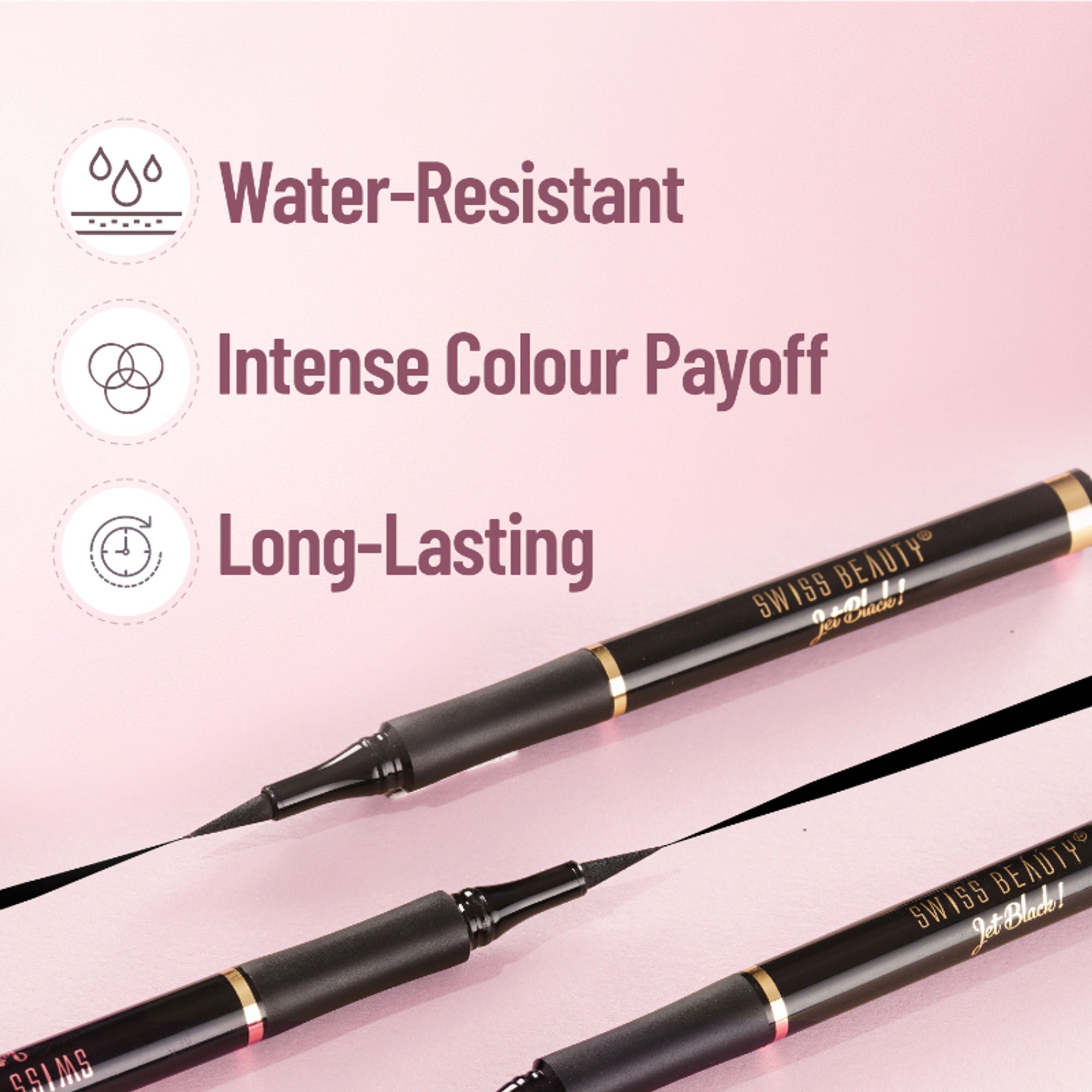 Swiss Beauty Bold Felt Tip Eyeliner - Jet Black | Grocsy