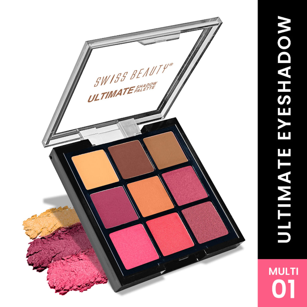 Swiss Beauty Ultimate 9 Pigmented Colors Eyeshadow Palette - 1 | Grocsy