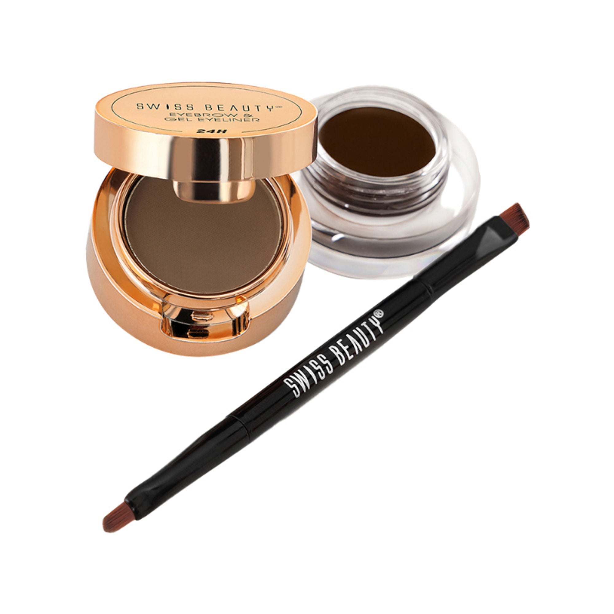 Swiss Beauty 3 In 1 Eyeliner, Eyebrow Filler and Kajal , 24-Hour Stay ,Waterproof - 02 Brown | Grocsy