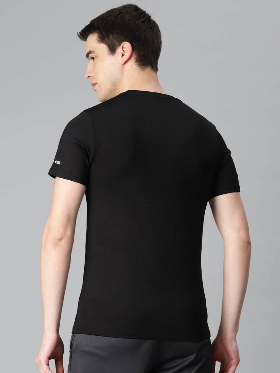 Alcis Men Typography Printed Anti Static Slim Fit Sports T-shirt | Grocsy