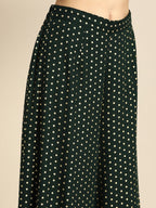 All About You Women Green & Gold-toned Ethnic Motifs Printed Kurta with Palazzos | Grocsy