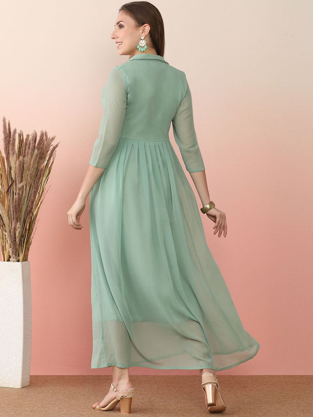 Sangria Sequin Embroidered Flared Anarkali Kurta | Grocsy