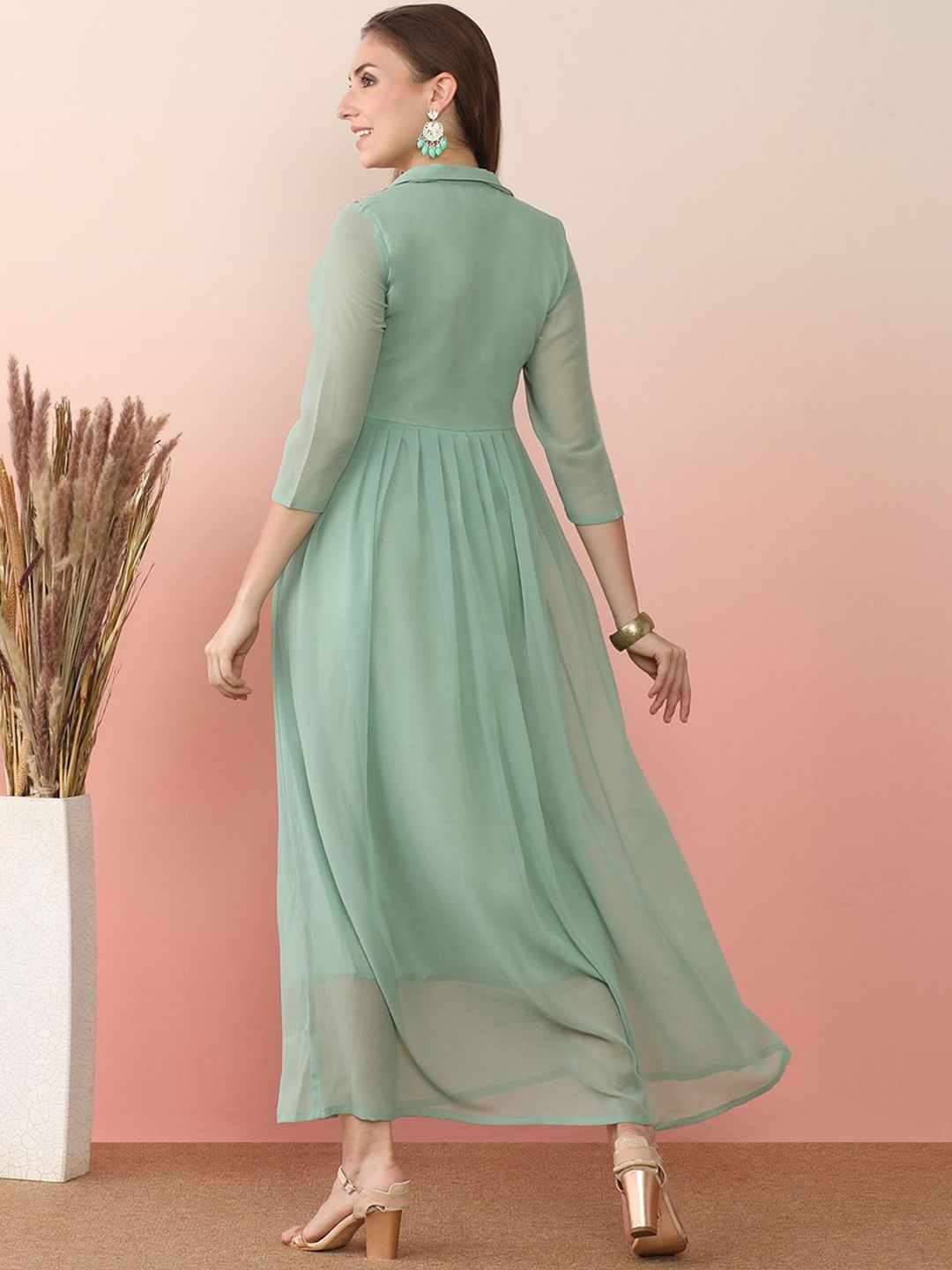 Sangria Sequin Embroidered Flared Anarkali Kurta | Grocsy