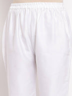 Myshka Women's White Cotton Solid Casual Trouser | Grocsy
