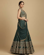 Lehenga Mart Greenish Star Faux Georgette Designer Bollywood Style Wedding Wear Lehenga Choli | Grocsy
