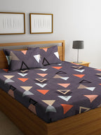 KLOTTHE Purple Geometric 210 TC Cotton Bedsheet with Pillow Covers | Grocsy