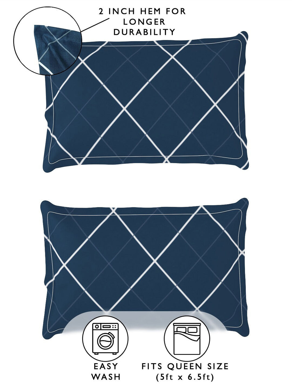 Story@home Arena Blue & Grey Geometric Printed 180 TC Queen Bedsheet & 2 Pillow Covers | Grocsy
