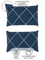 Story@home Arena Blue & Grey Geometric Printed 180 TC Queen Bedsheet & 2 Pillow Covers | Grocsy