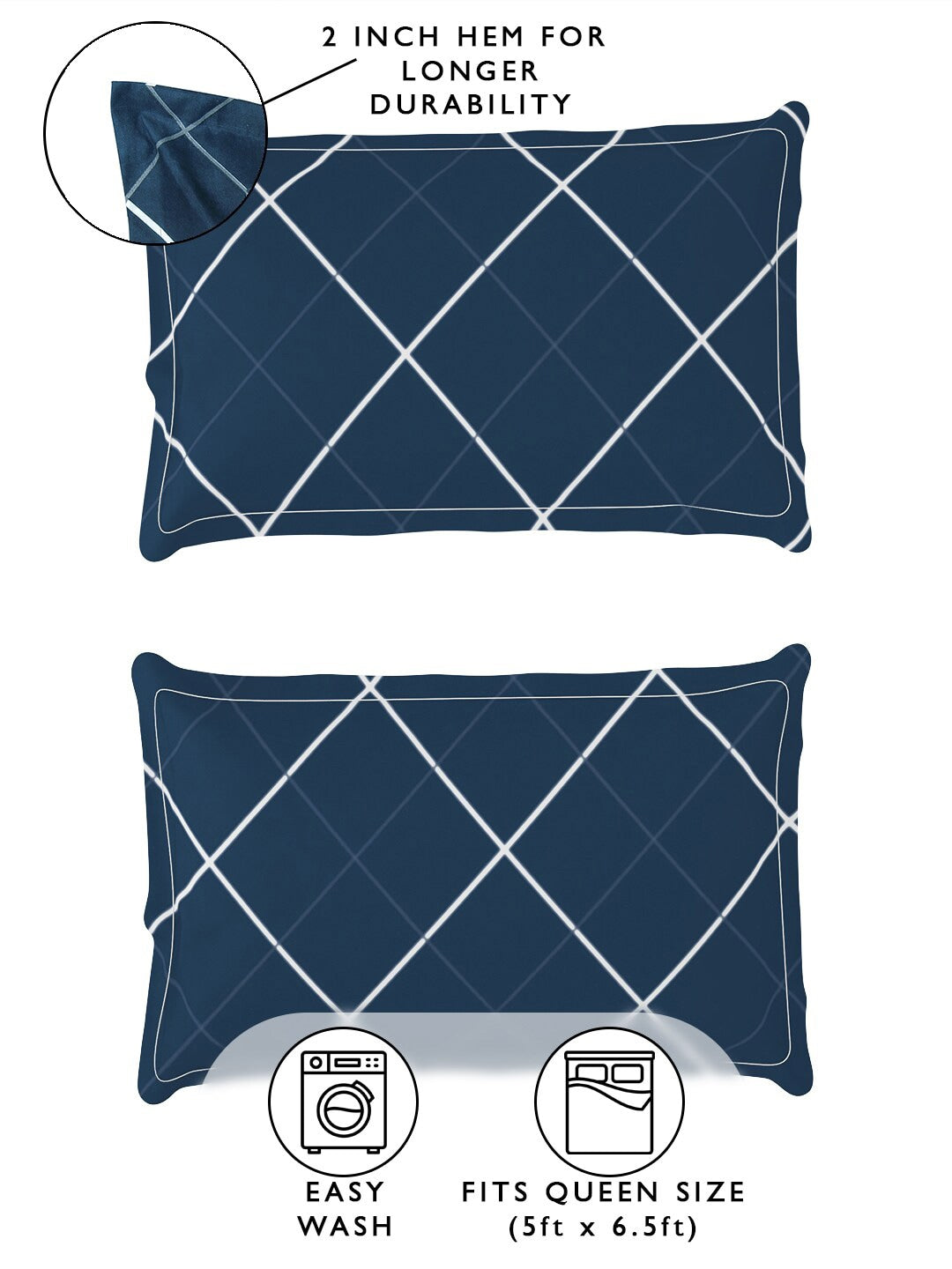 Story@home Arena Blue & Grey Geometric Printed 180 TC Queen Bedsheet & 2 Pillow Covers | Grocsy