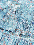 Light Blue Poly Rayon Digital Printed A-line Top - Tarini | Grocsy