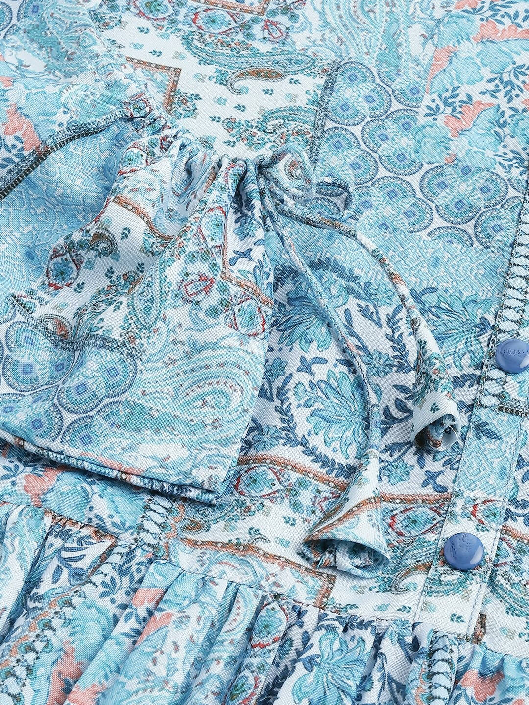Light Blue Poly Rayon Digital Printed A-line Top - Tarini | Grocsy