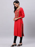 Souchii Women Ethnic Motifs Yoke Design Mirror Work Kurta | Grocsy