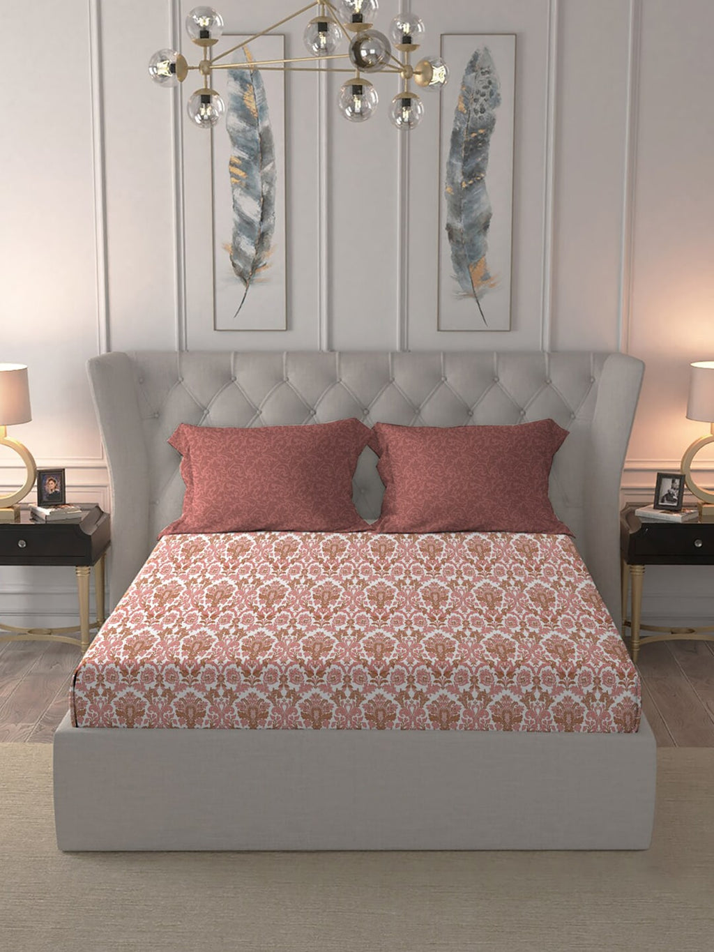 MYTRIDENT Comfort Living Maroon Pure Cotton 120 TC Queen Bedsheet with 2 Pillow Covers | Grocsy