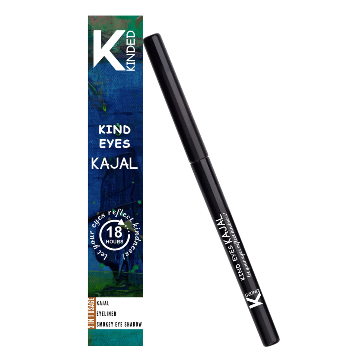 KINDED Kind Eyes Kajal 3 In 1 Kohl Kajal Eye Liner Smokey Eye Shadow - 01 Boundless Black | Grocsy
