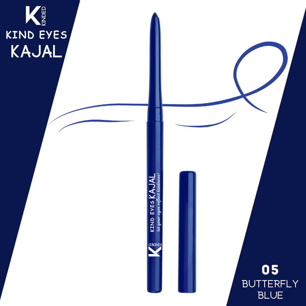 KINDED Kind Eyes Kajal 3 In 1 Kohl Kajal Eye Liner Smokey Eye Shadow - 05 Butterfly Blue | Grocsy