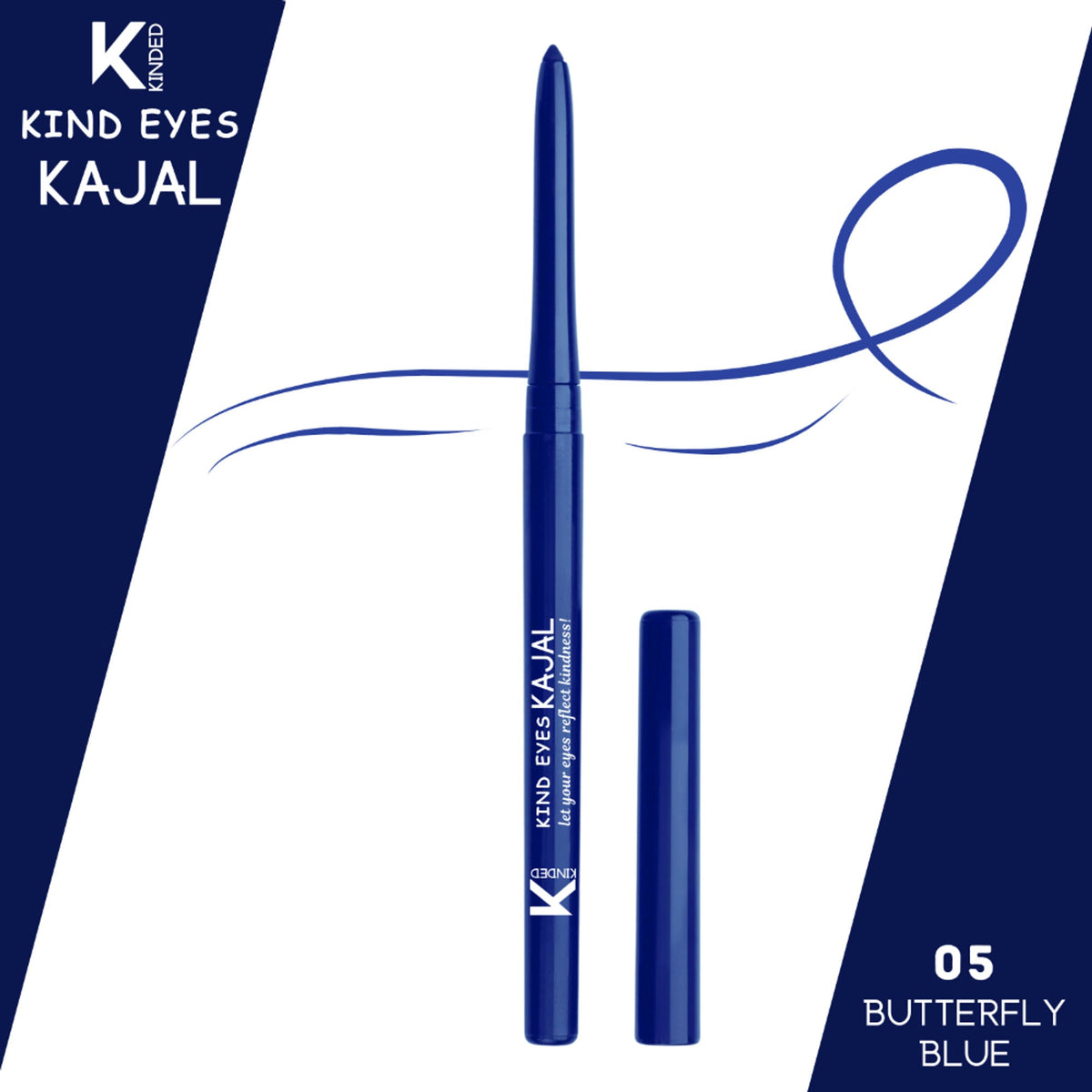 KINDED Kind Eyes Kajal 3 In 1 Kohl Kajal Eye Liner Smokey Eye Shadow - 05 Butterfly Blue | Grocsy