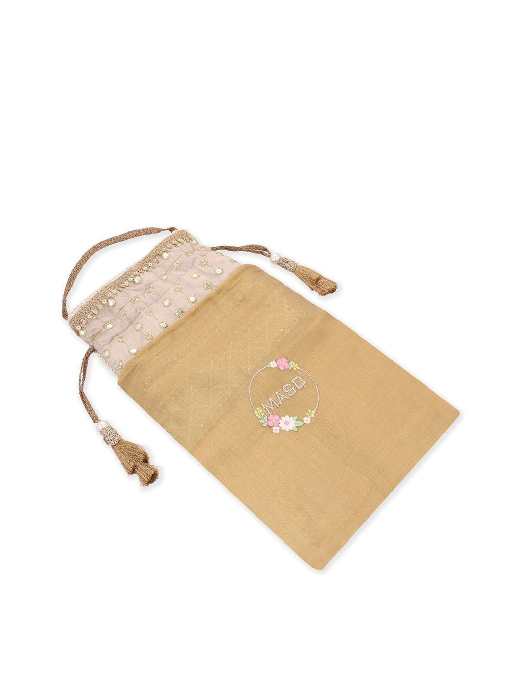 Masq Black & White Embroidered Potli Clutch | Grocsy