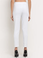 TAG 7 Women White Solid Ankle Length Leggings Pants | Grocsy