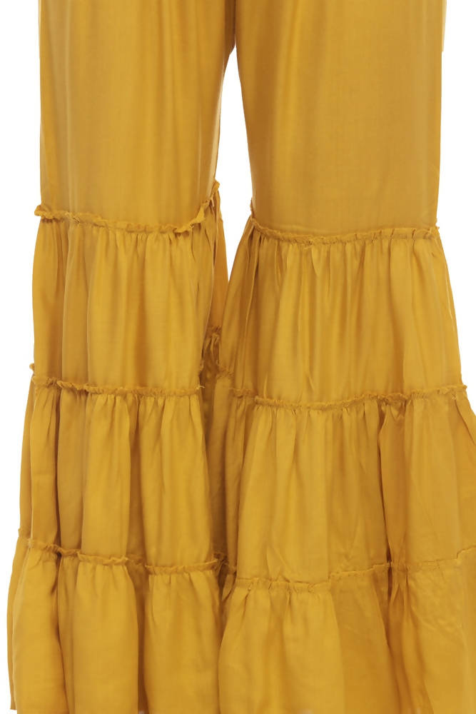 Mominos Fashion Reyon Cotton Mustard Palazzo | Grocsy