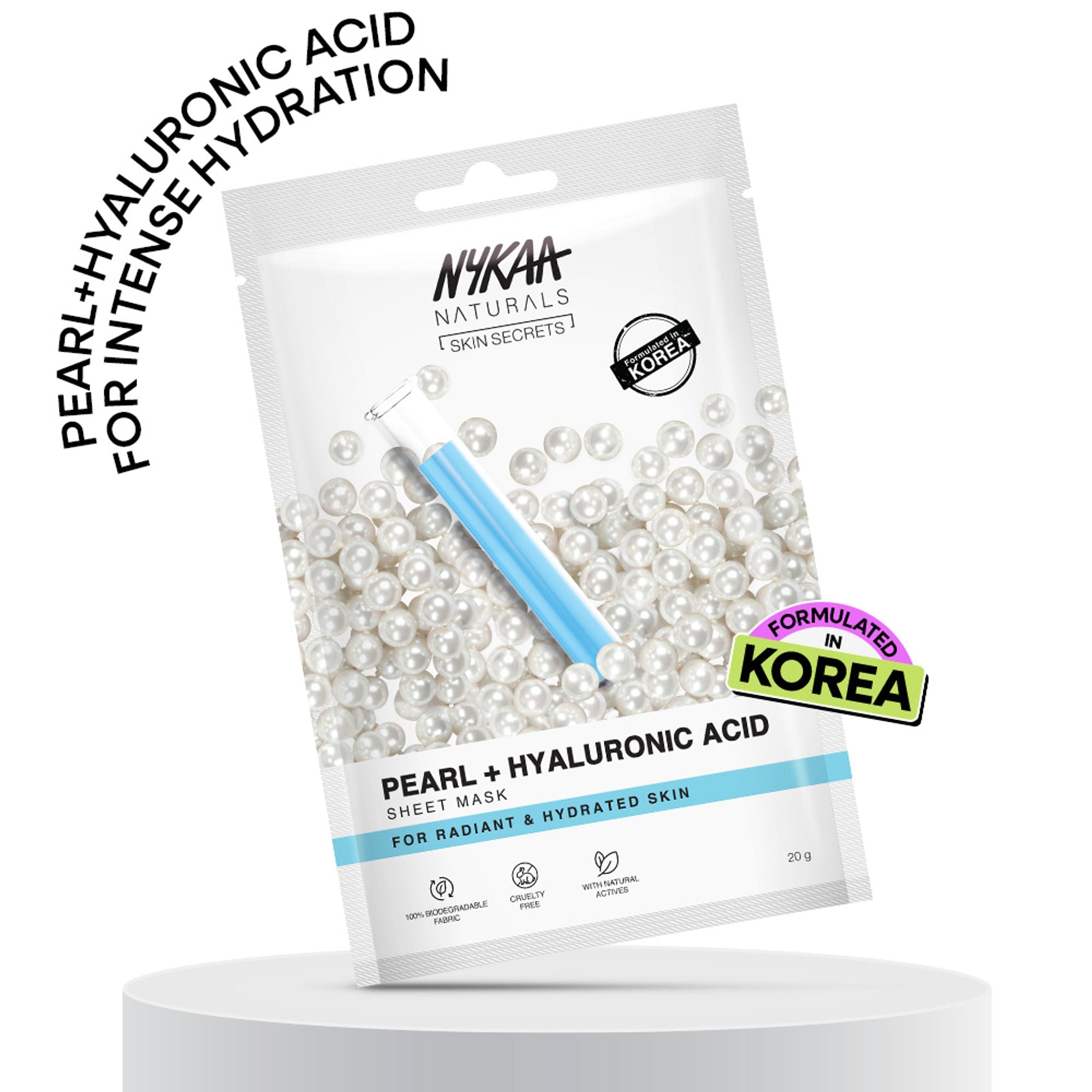Nykaa Green Tea + Aloe Vera Sheet Mask For Hydrated Skin - Formulated in Korea - For All Skin Types - Pearl + Hyaluronic Acid | Grocsy