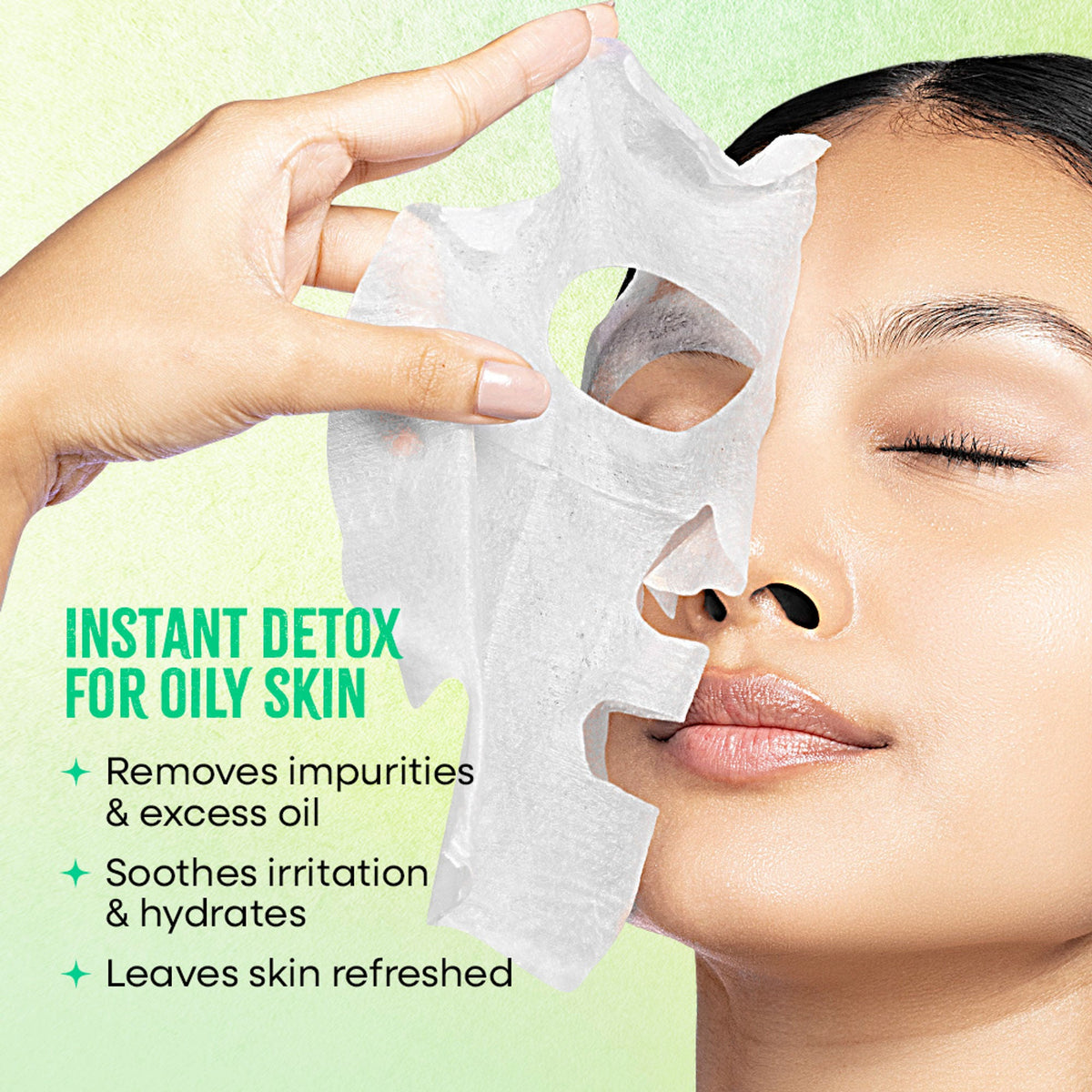 Nykaa Green Tea + Aloe Vera Sheet Mask For Hydrated Skin - Formulated in Korea - For All Skin Types - Black Mud + Aloe Vera | Grocsy