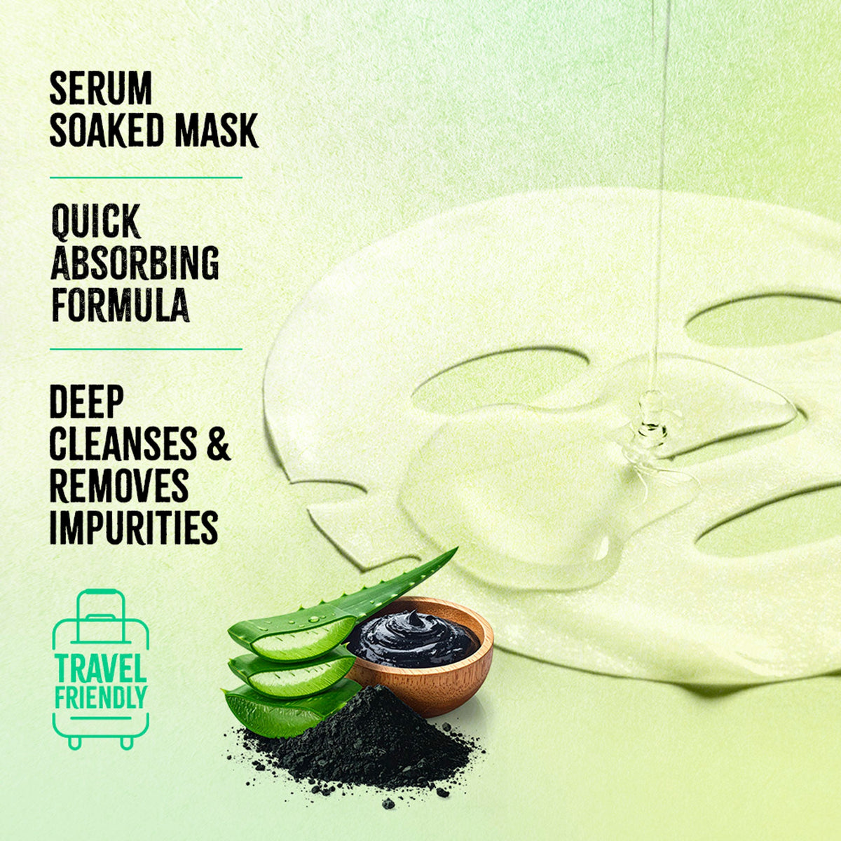 Nykaa Green Tea + Aloe Vera Sheet Mask For Hydrated Skin - Formulated in Korea - For All Skin Types - Black Mud + Aloe Vera | Grocsy