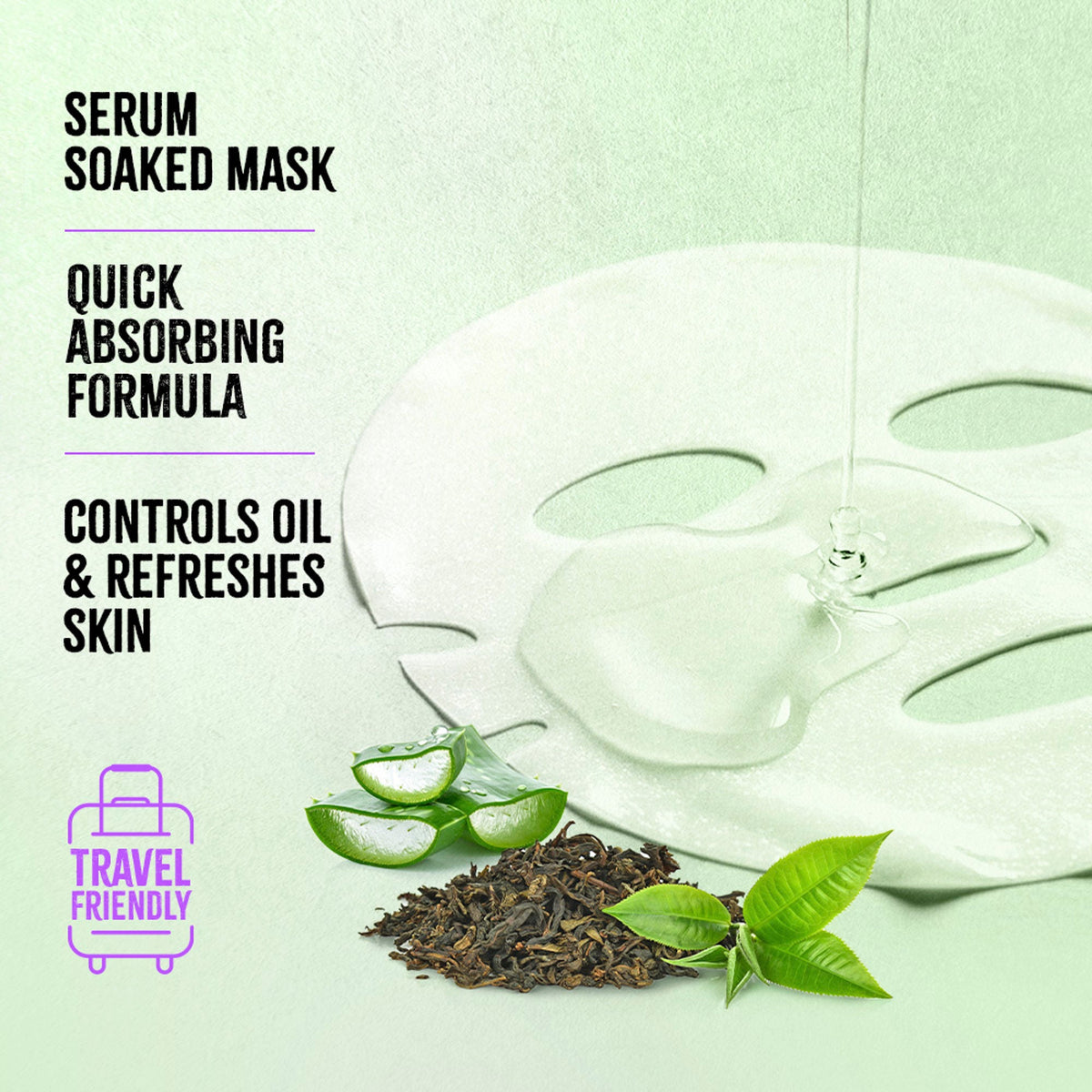 Nykaa Green Tea + Aloe Vera Sheet Mask For Hydrated Skin - Formulated in Korea - For All Skin Types - Green Tea + Aloe Vera | Grocsy