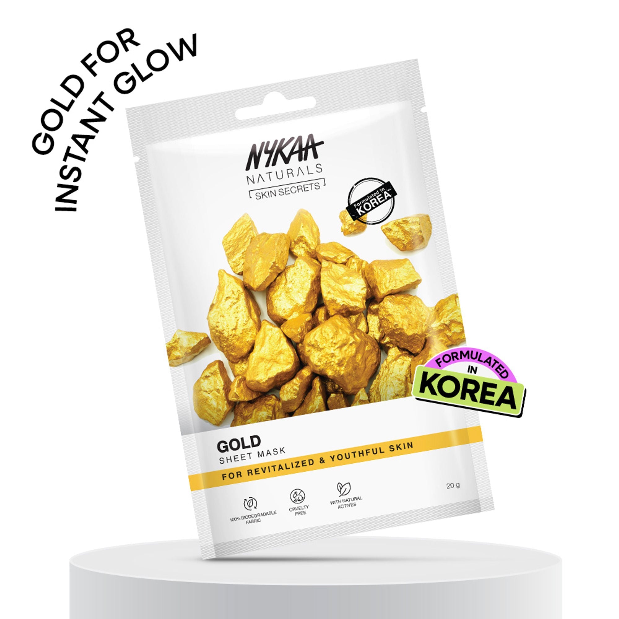 Nykaa Green Tea + Aloe Vera Sheet Mask For Hydrated Skin - Formulated in Korea - For All Skin Types - Gold | Grocsy