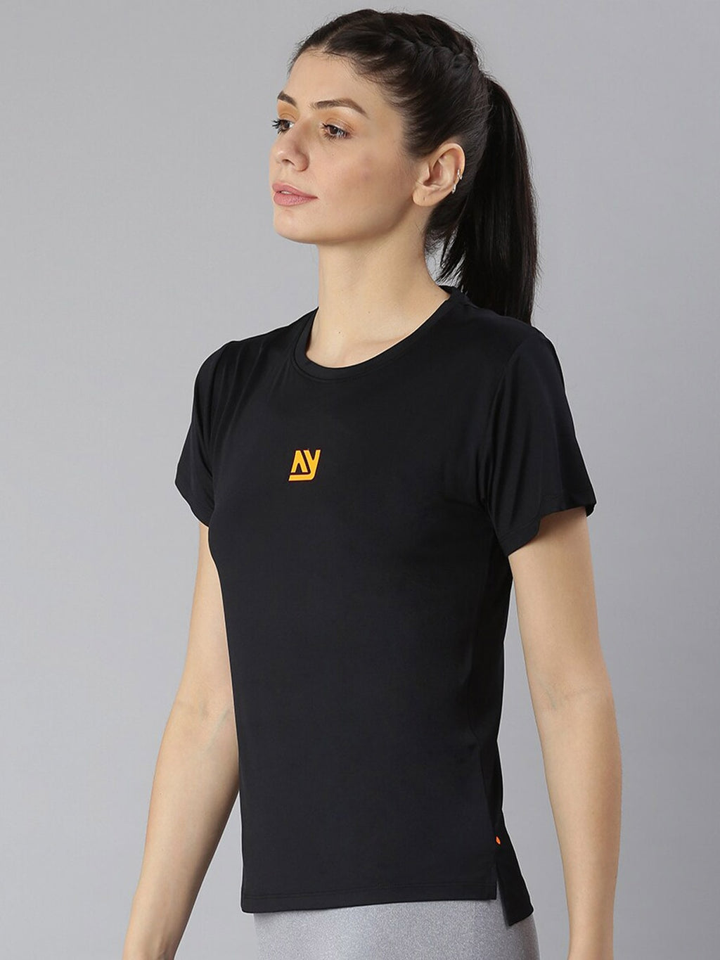 MKH Women Round Neck High Low Dri-FIT T-shirt | Grocsy
