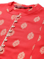 Sangria Women Red Ethnic Motifs Printed Kurta with Palazzos | Grocsy