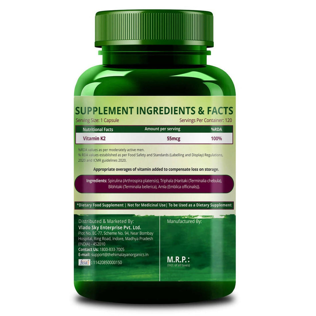 Himalayan Organics Plant Based Vitamin K2 Capsules | Grocsy