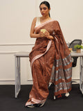 Tikhi Imli Rust Abstract Woven Design Zari Saree | Grocsy