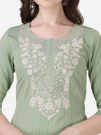 HERE&NOW Ethnic Motifs Yoke Design Kurta with Trousers | Grocsy