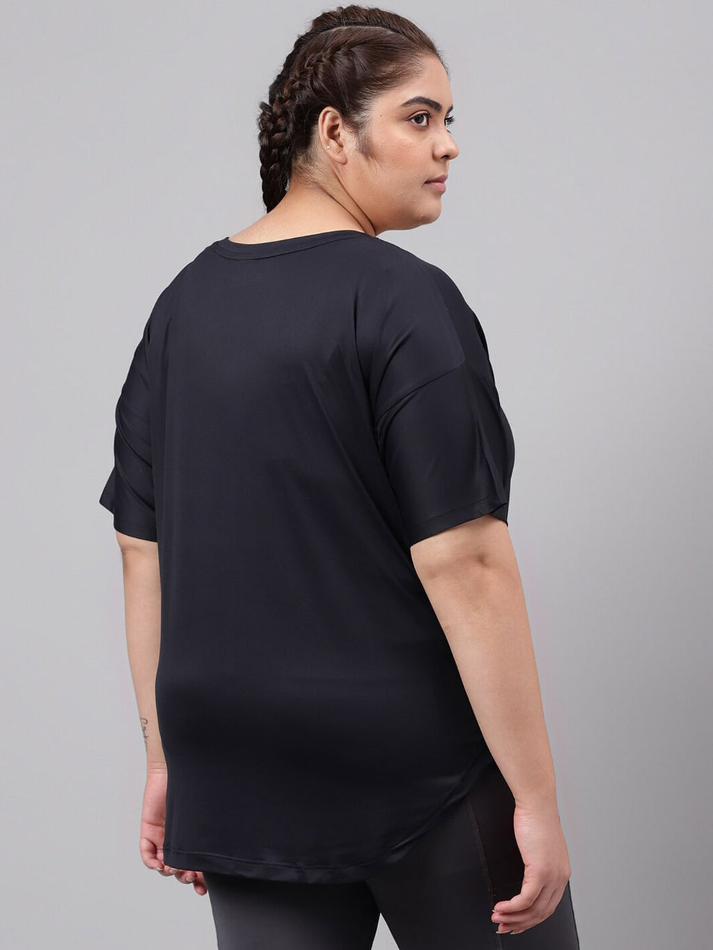 MKH Plus Size Typography Printed Relaxed Fit Dri-FIT T-shirt | Grocsy