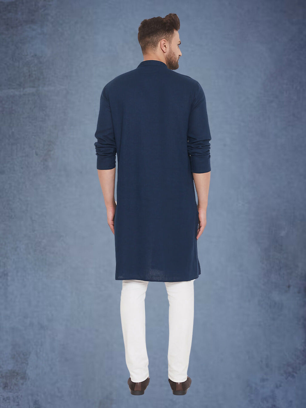 Even Apparels Men's Pure Cotton Blue Kurta | Grocsy