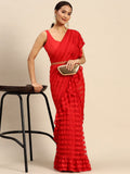 Ahalyaa Striped Net Ready To Wear Saree | Grocsy
